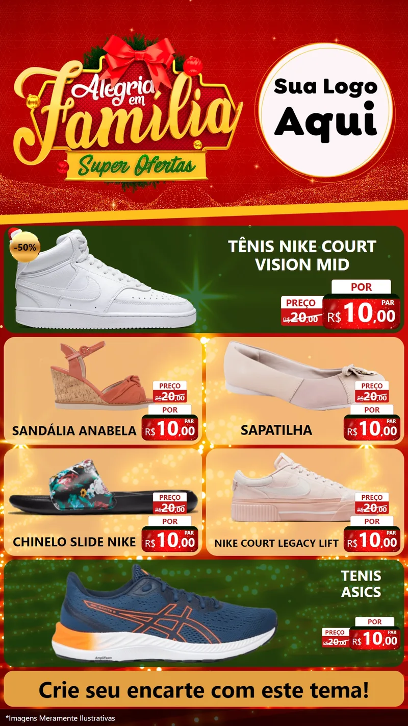 Modelo de TV para TV Vertical com o tema Alegria em Família Super Ofertas - Natal para Calçados