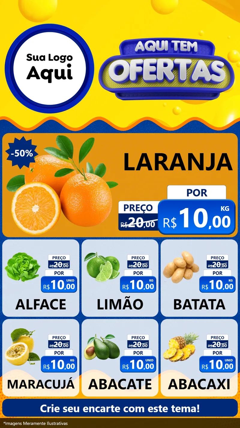Modelo de Rede Social para Stories com o tema Aqui Tem Ofertas para Hortifrúti