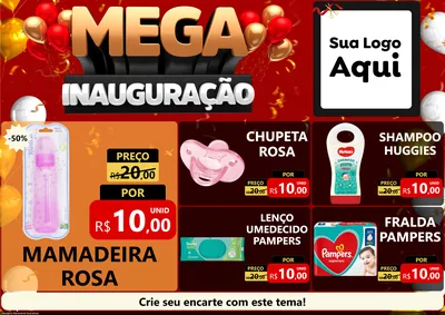 Modelo de Encarte para Encarte A4 Horizontal com o tema Mega Inauguração para Bebês