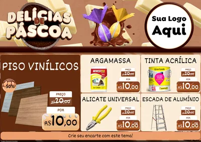 Modelo de Encarte para Encarte A4 Horizontal com o tema Delícias de Páscoa para Material para Construção