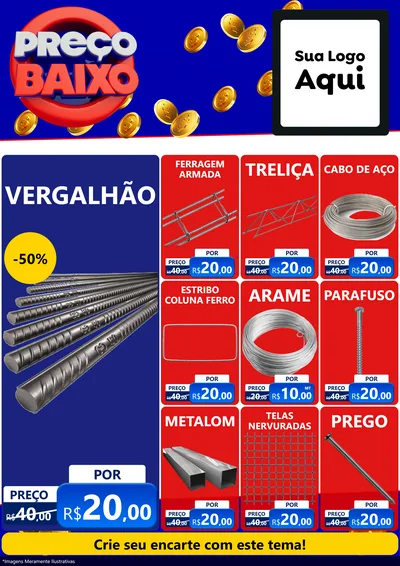 Modelo de Encarte para Encarte A4 Vertical com o tema Preço Baixo para Ferragens
