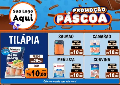 Modelo de Encarte para Encarte A4 Horizontal com o tema Promoção Páscoa para Peixaria