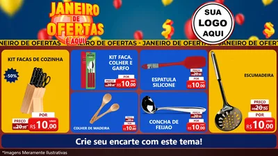 Modelo de TV para TV Horizontal com o tema Janeiro de Ofertas É Aqui! para Utilidades Domésticas