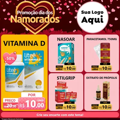Modelo de Rede Social para Feed Facebook com o tema Promoção Dia Dos Namorados para Farmácia