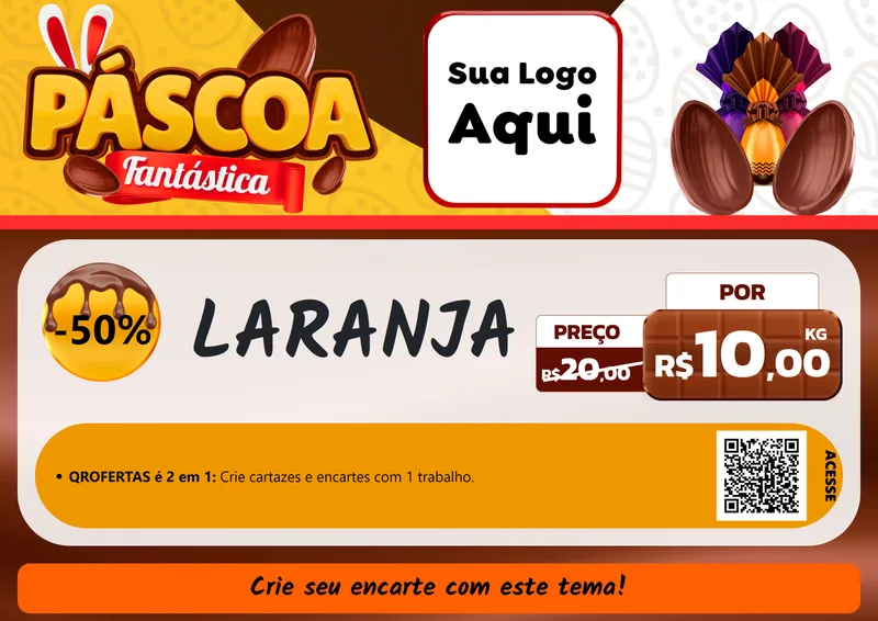 Modelo de Cartaz para Cartaz A4 Horizontal com o tema Páscoa Fantástica para Hortifrúti