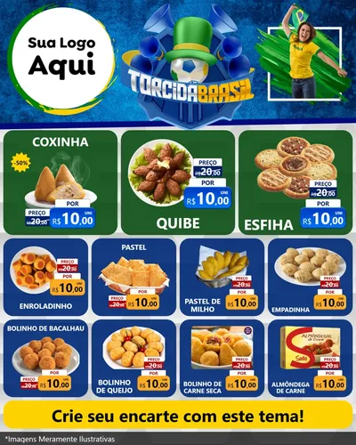 Modelo de Rede Social para Feed Instagram com o tema Torcida Brasil - Copa para Salgadaria