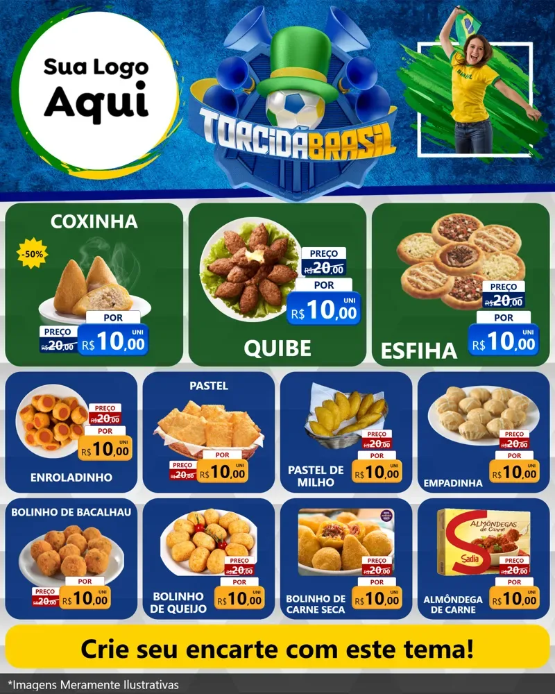 Modelo de Rede Social para Feed Instagram com o tema Torcida Brasil - Copa para Salgadaria