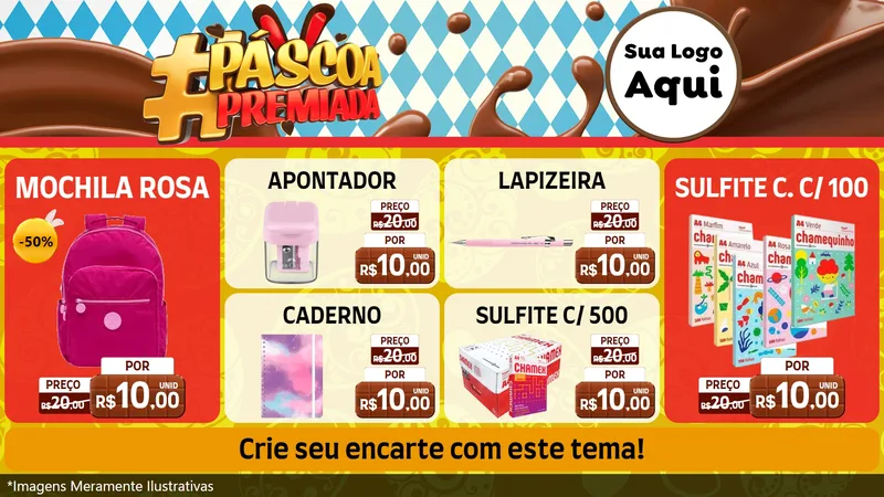 Modelo de TV para TV Horizontal com o tema Páscoa Premiada para Papelaria