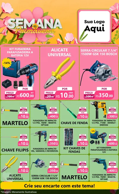 Modelo de Encarte para Encarte Grande com o tema Semana da Primavera para Maquinas e Ferramentas