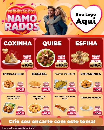 Modelo de Rede Social para Feed Instagram com o tema Promoção dos Namorados para Salgadaria