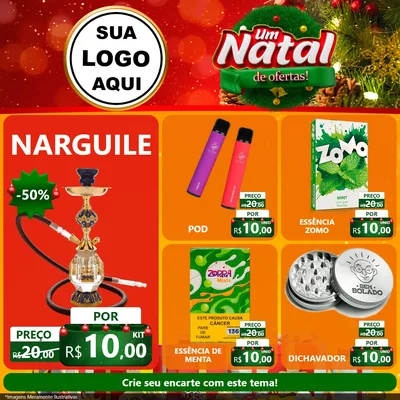 Modelo de Rede Social para Feed Facebook com o tema Um Natal de Ofertas para Tabacaria