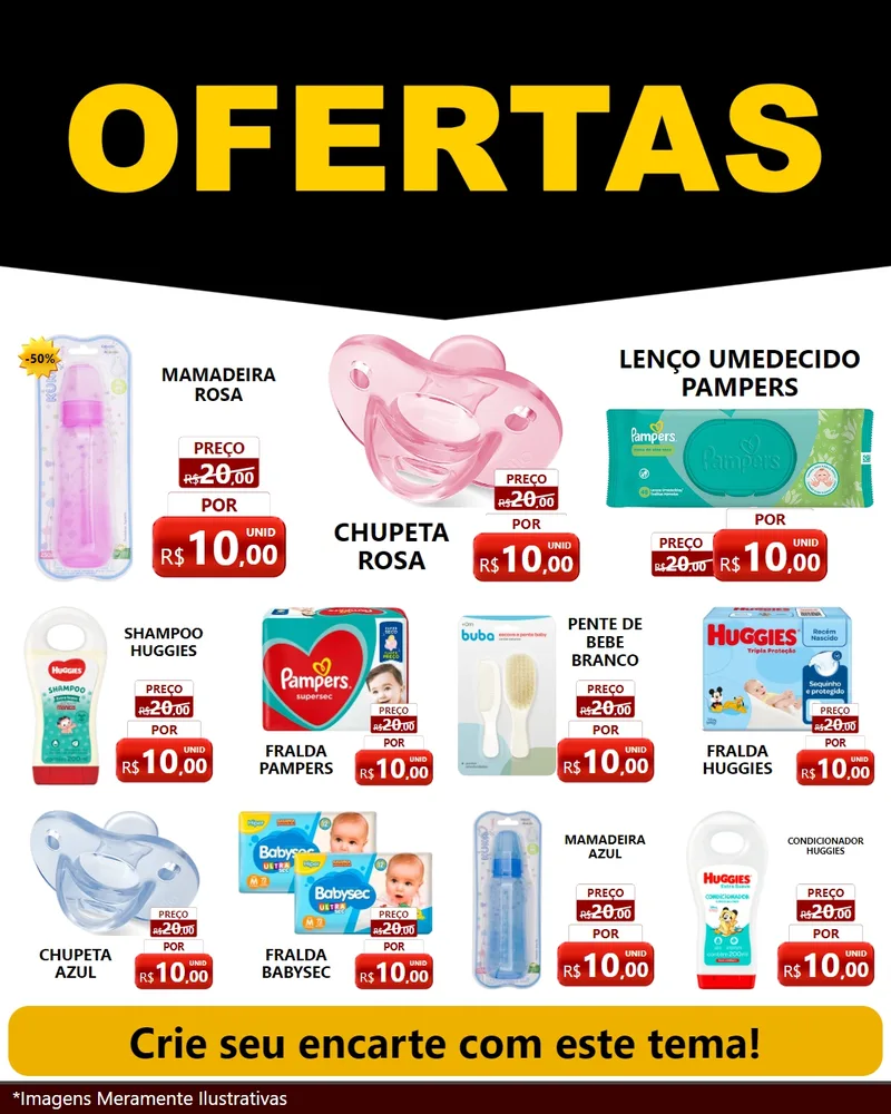 Modelo de Rede Social para Feed Instagram com o tema Ofertas Preto e Vermelho Cartaz para Bebês