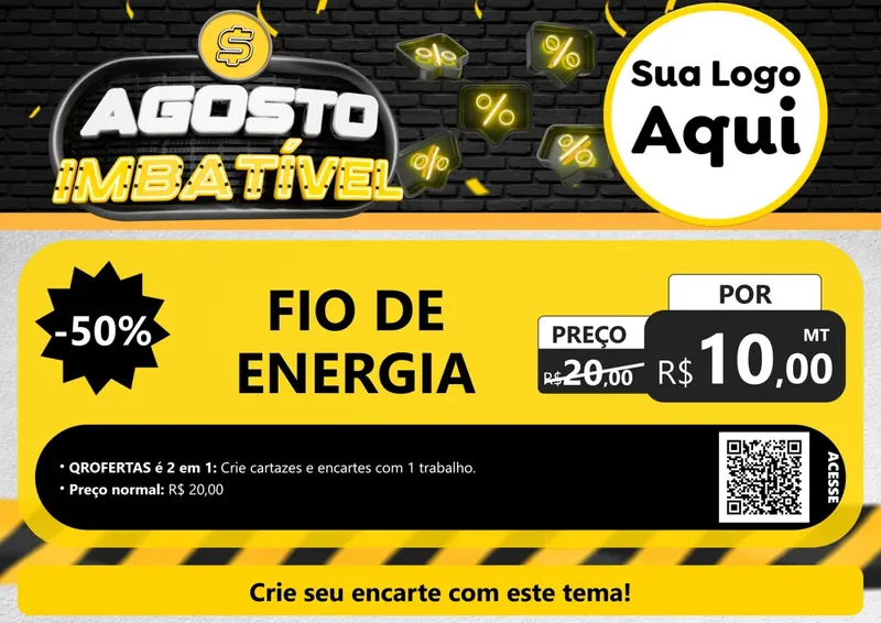 Modelo de Cartaz para Cartaz A4 Horizontal com o tema Agosto Imbatível para Materiais Elétricos