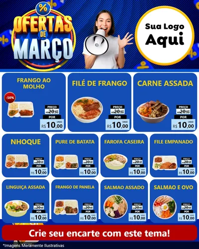 Modelo de Rede Social para Feed Instagram com o tema Ofertas de Março para Restaurante