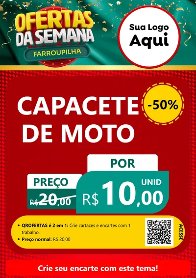 Modelo de Cartaz para Cartaz A4 Vertical com o tema Ofertas da Semana Farroupilha para Moto peças