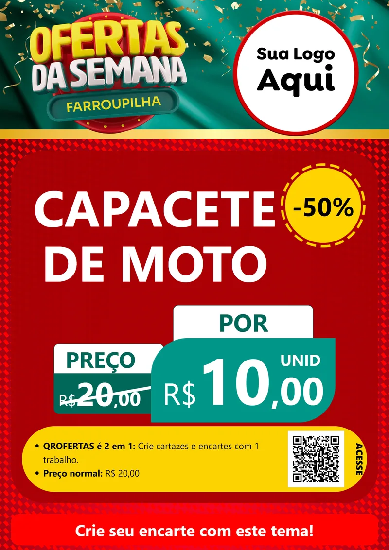 Modelo de Cartaz para Cartaz A4 Vertical com o tema Ofertas da Semana Farroupilha para Moto peças