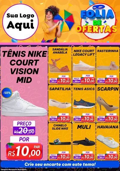 Modelo de Encarte para Encarte A4 Vertical com o tema Folia de Ofertas para Calçados