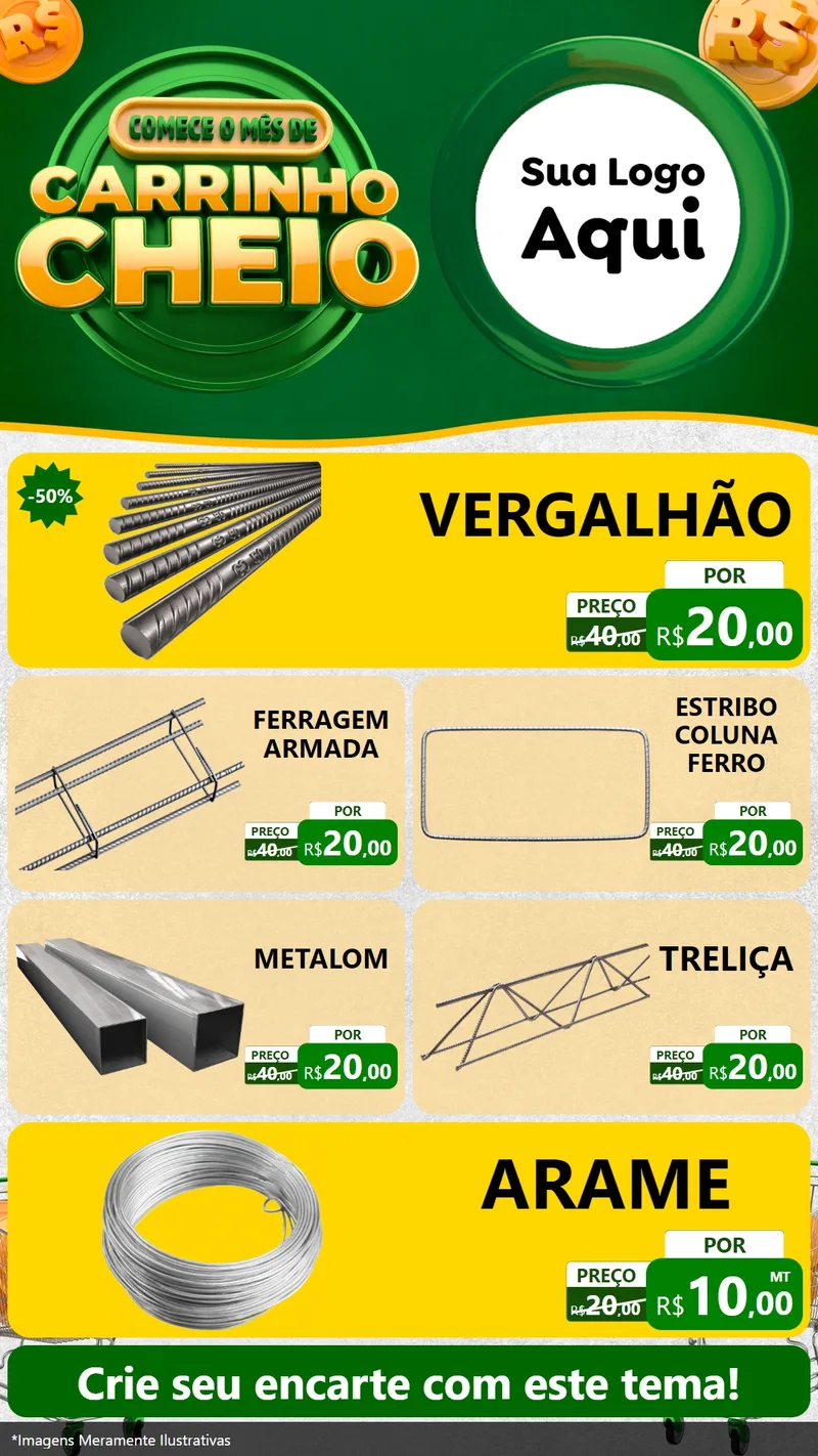 Modelo de TV para TV Vertical com o tema Carrinho Cheio para Ferragens
