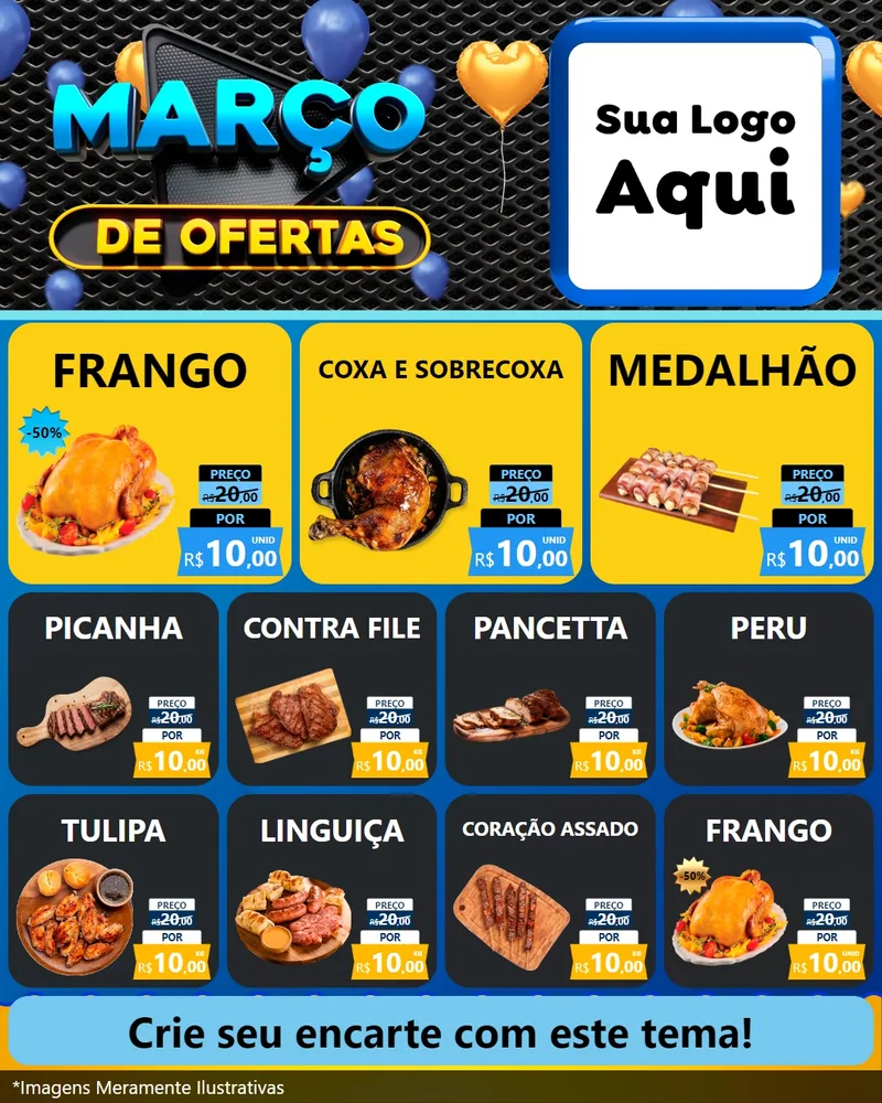 Modelo de Rede Social para Feed Instagram com o tema Março de Ofertas para Assados