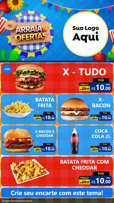 Modelo de TV para TV Vertical com o tema Arraiá de Ofertas para Hamburgueria