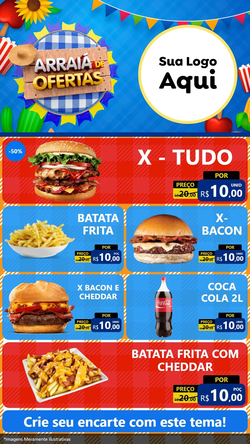 Modelo de TV para TV Vertical com o tema Arraiá de Ofertas para Hamburgueria