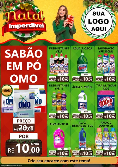 Modelo de Encarte para Encarte A4 Vertical com o tema Natal Imperdível para Produtos de Limpeza