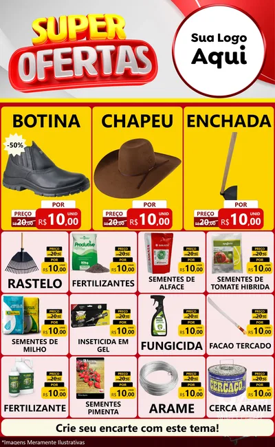 Modelo de Encarte para Encarte Grande com o tema Super Ofertas para Agropecuária