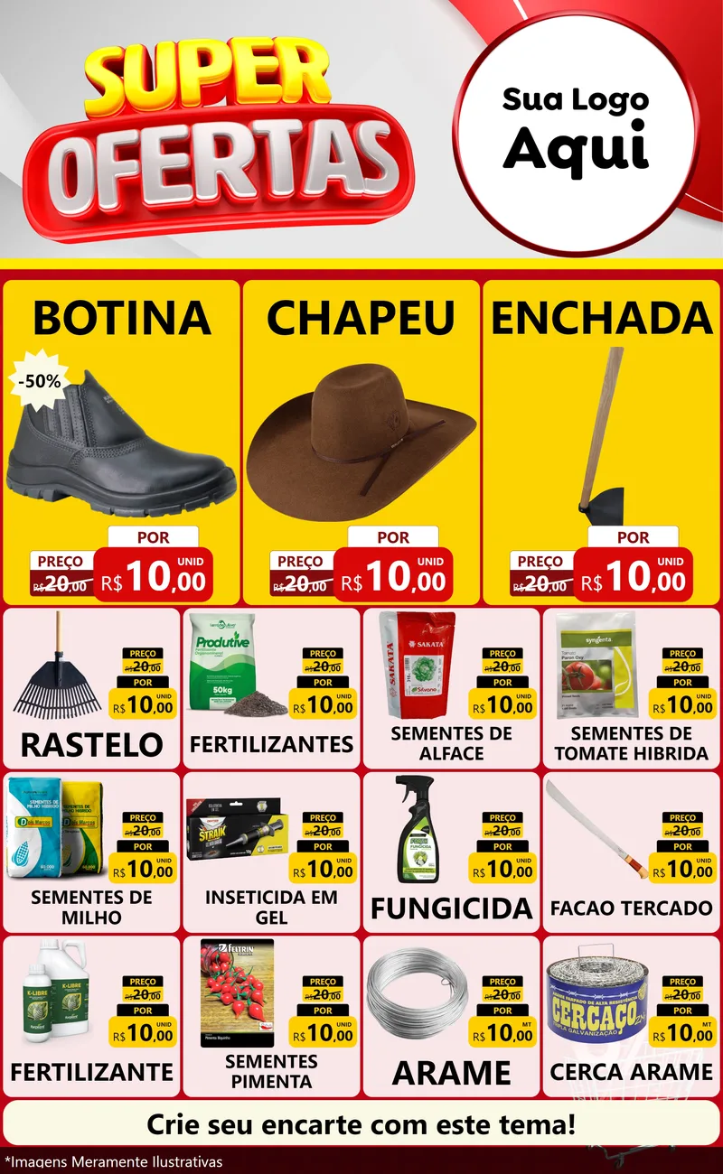 Modelo de Encarte para Encarte Grande com o tema Super Ofertas para Agropecuária
