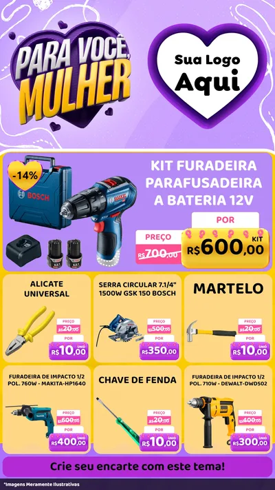 Modelo de Rede Social para Stories com o tema Para Você, Mulher para Maquinas e Ferramentas