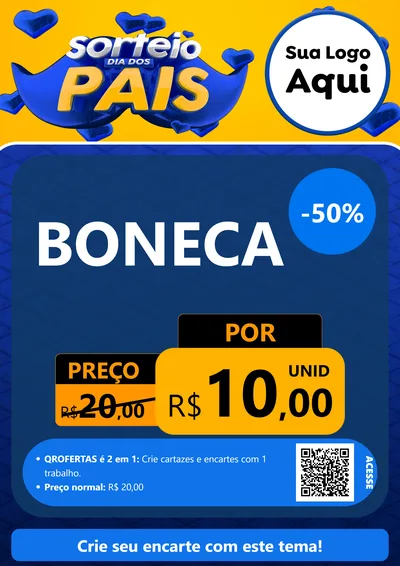 Modelo de Cartaz para Cartaz A4 Vertical com o tema Sorteio Dia dos Pais para Brinquedos