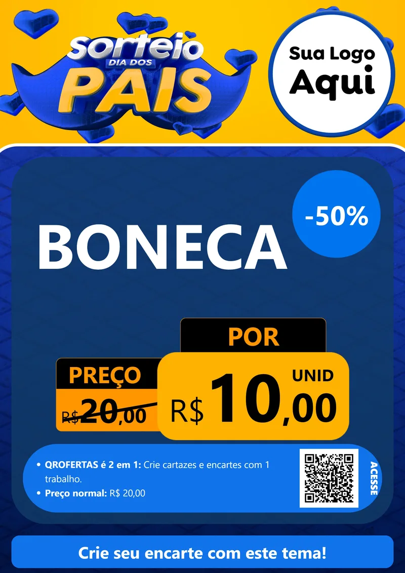 Modelo de Cartaz para Cartaz A4 Vertical com o tema Sorteio Dia dos Pais para Brinquedos