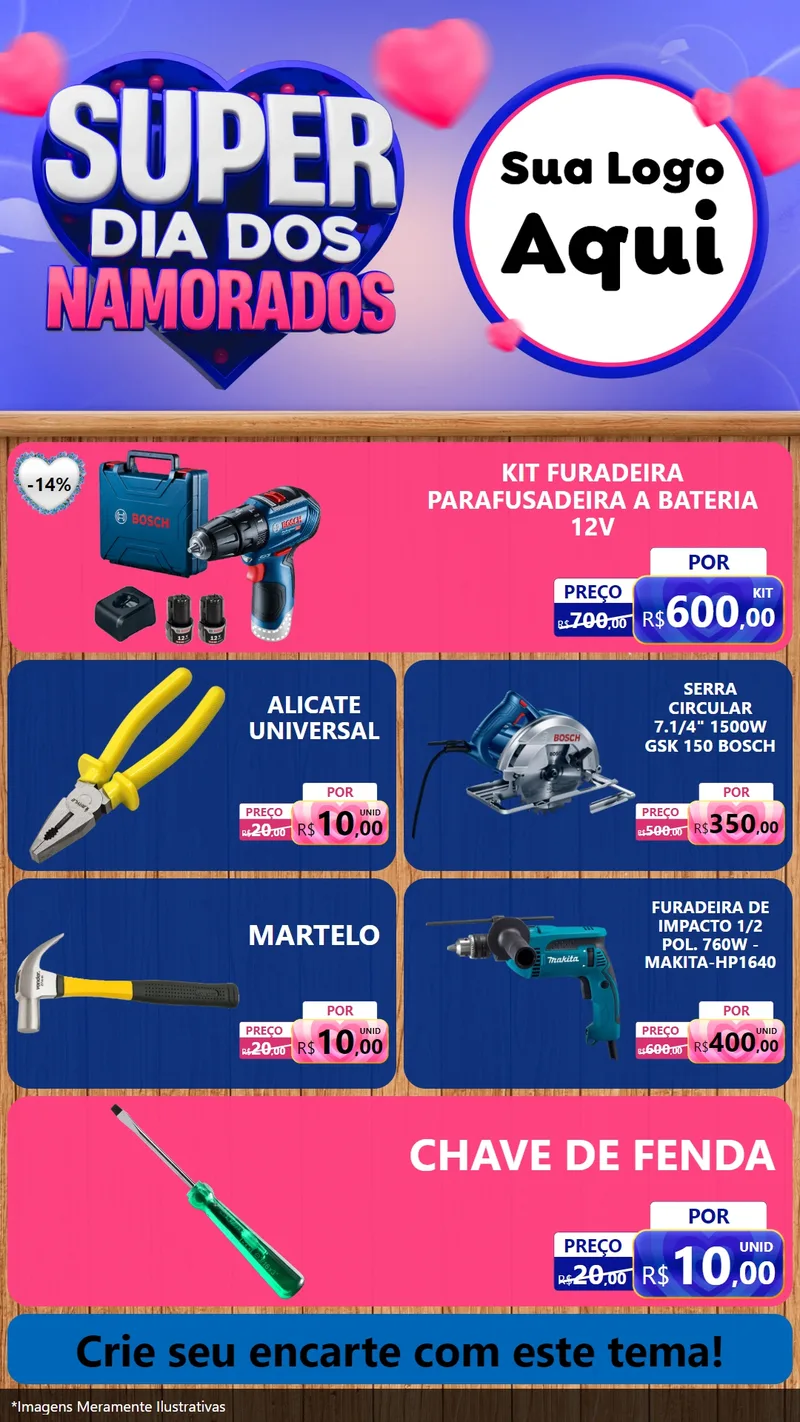Modelo de TV para TV Vertical com o tema Super Dia dos Namorados para Maquinas e Ferramentas