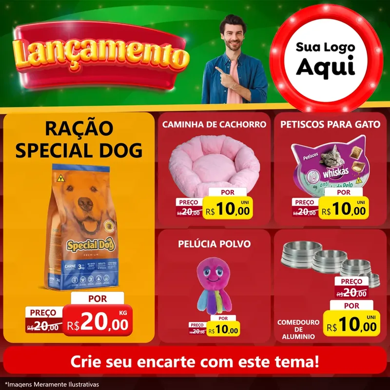 Modelo de Rede Social para Feed Facebook com o tema Lançamento para Pet Shop