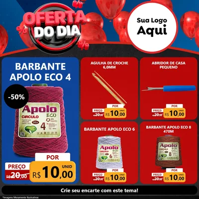 Modelo de Rede Social para Feed Facebook com o tema Oferta do Dia para Armarinho e Aviamentos