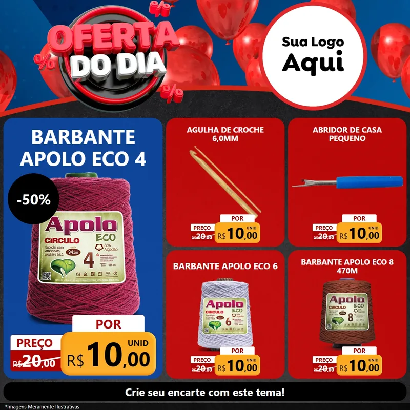 Modelo de Rede Social para Feed Facebook com o tema Oferta do Dia para Armarinho e Aviamentos