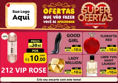 Modelo de Encarte para Encarte A4 Horizontal com o tema Dia dos Namorados para Perfumes