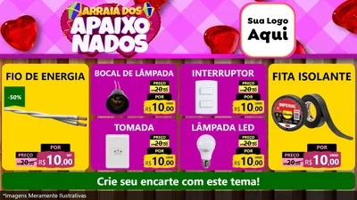 Modelo de TV para TV Horizontal com o tema Arraiá dos Apaixonados para Materiais Elétricos