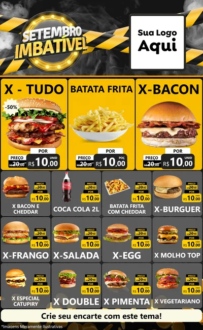 Modelo de Encarte para Encarte Grande com o tema Setembro Imbatível para Hamburgueria