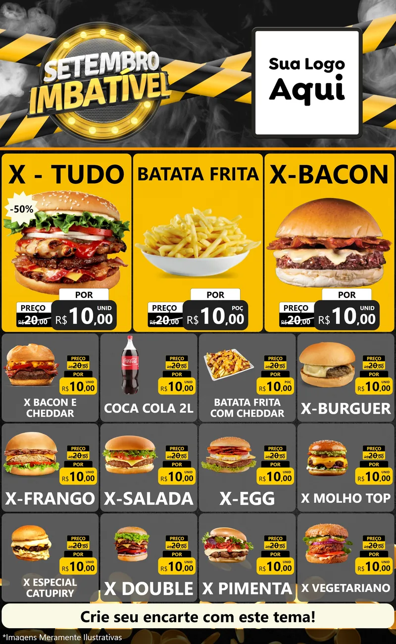 Modelo de Encarte para Encarte Grande com o tema Setembro Imbatível para Hamburgueria