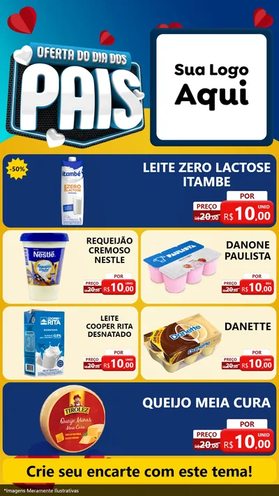 Modelo de TV para TV Vertical com o tema Oferta Do Dia Dos Pais para Frios e Laticínios