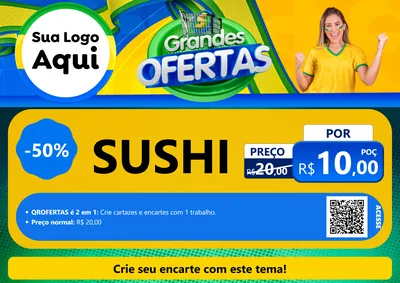 Modelo de Cartaz para Cartaz A4 Horizontal com o tema Grandes Ofertas para Comida japonesa