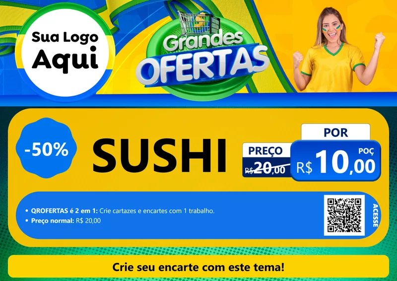 Modelo de Cartaz para Cartaz A4 Horizontal com o tema Grandes Ofertas para Comida japonesa