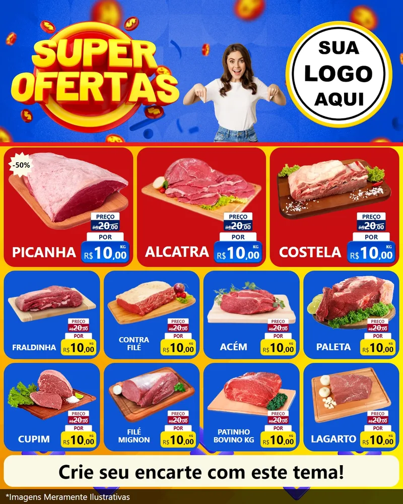 Modelo de Rede Social para Feed Instagram com o tema Super Ofertas para Açougue
