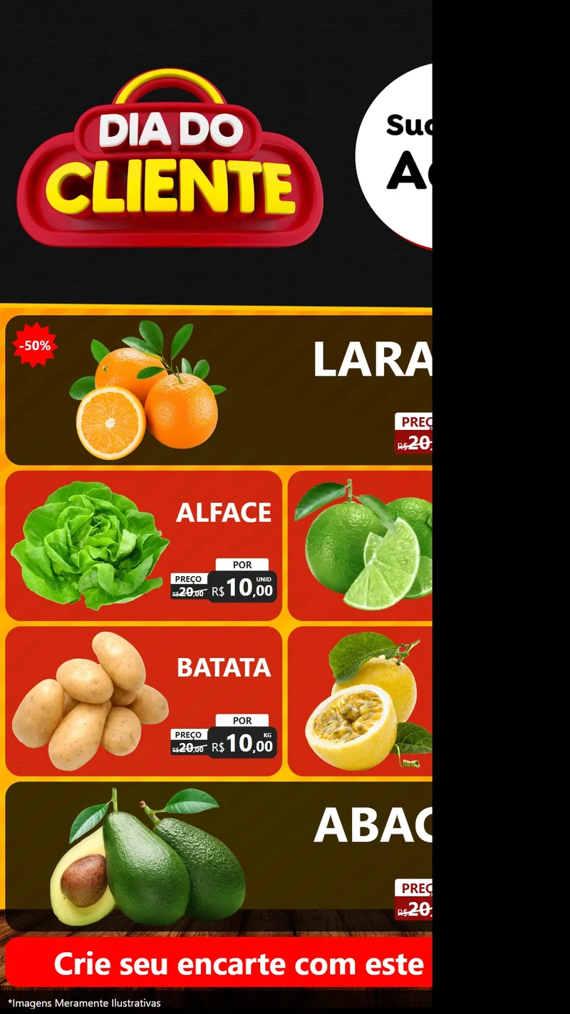 Modelo de TV para TV Vertical com o tema Dia do Cliente para Hortifrúti