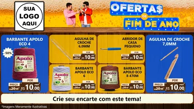 Modelo de TV para TV Horizontal com o tema Ofertas de Fim de Ano para Armarinho e Aviamentos