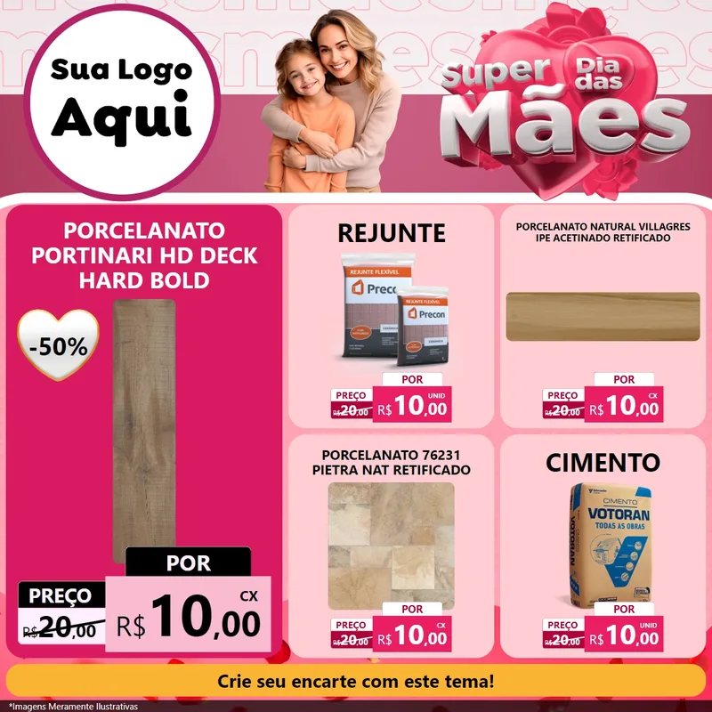 Modelo de Rede Social para Feed Facebook com o tema Super Dia Das Mães para Pisos e revestimentos