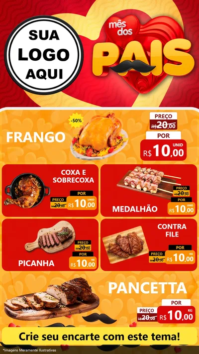 Modelo de TV para TV Vertical com o tema Mês Dos Pais para Assados