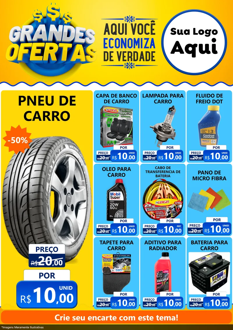 Modelo de Encarte para Encarte A4 Vertical com o tema Grandes Ofertas para Auto peças