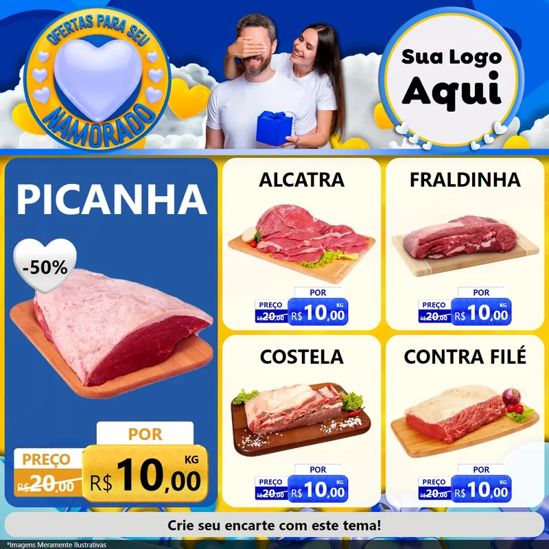 Modelo de Rede Social para Feed Facebook com o tema Ofertas Para Seu Namorado para Açougue