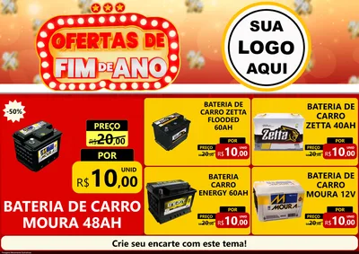 Modelo de Encarte para Encarte A4 Horizontal com o tema Ofertas de Fim de Ano para Baterias Elétricas